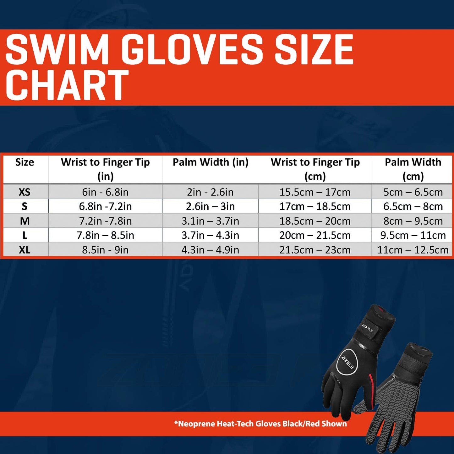 ZONE3 NEOPRENE HEAT TECH GLOVES L