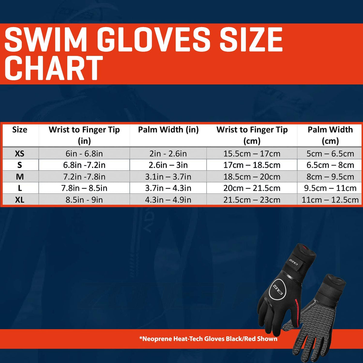 ZONE3 NEOPRENE HEAT TECH GLOVES M