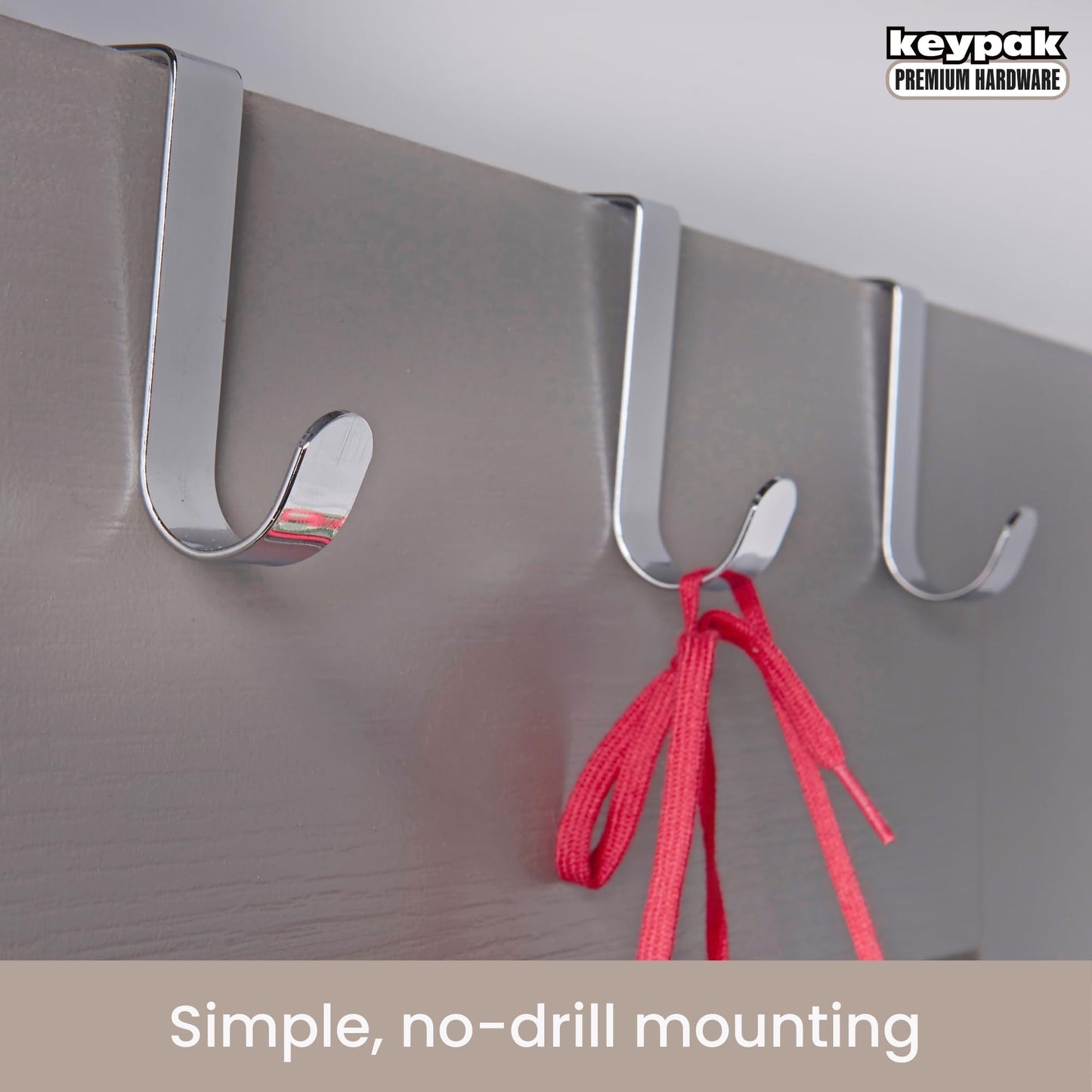 Keypak Over Door Hanger, Pack 3 Metal Hooks, Fits Doors up to 4cm