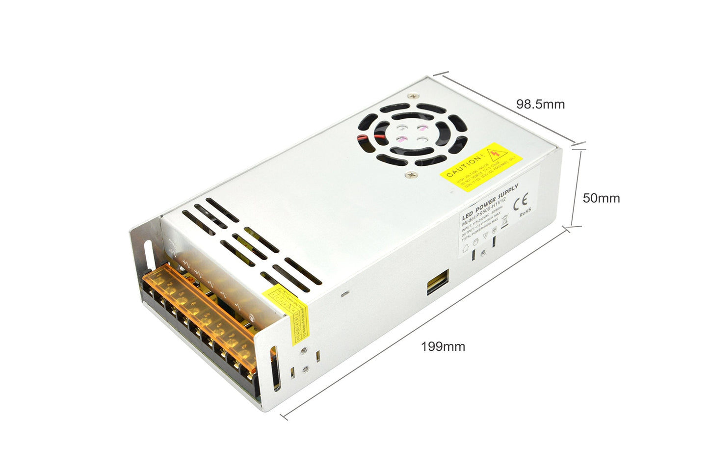 Dapenk 12v Power Supply Driver Transformer 240v to 12v Dc Power Supply Led Driver Light Adapter Light Converter Aluminum Shell (PS600-12V)