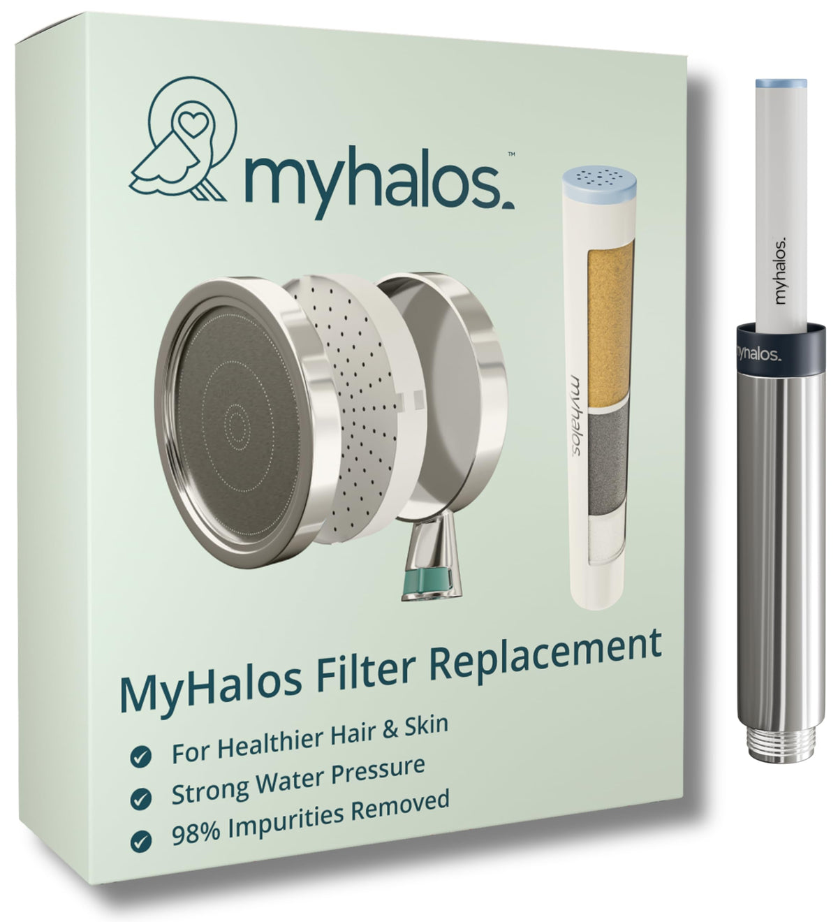 MyHalos? Handheld Filtered Shower Head with Handheld Handle - High Pressure Shower Heads with Filter to Reduce Chlorine & Soften Water - Easy to