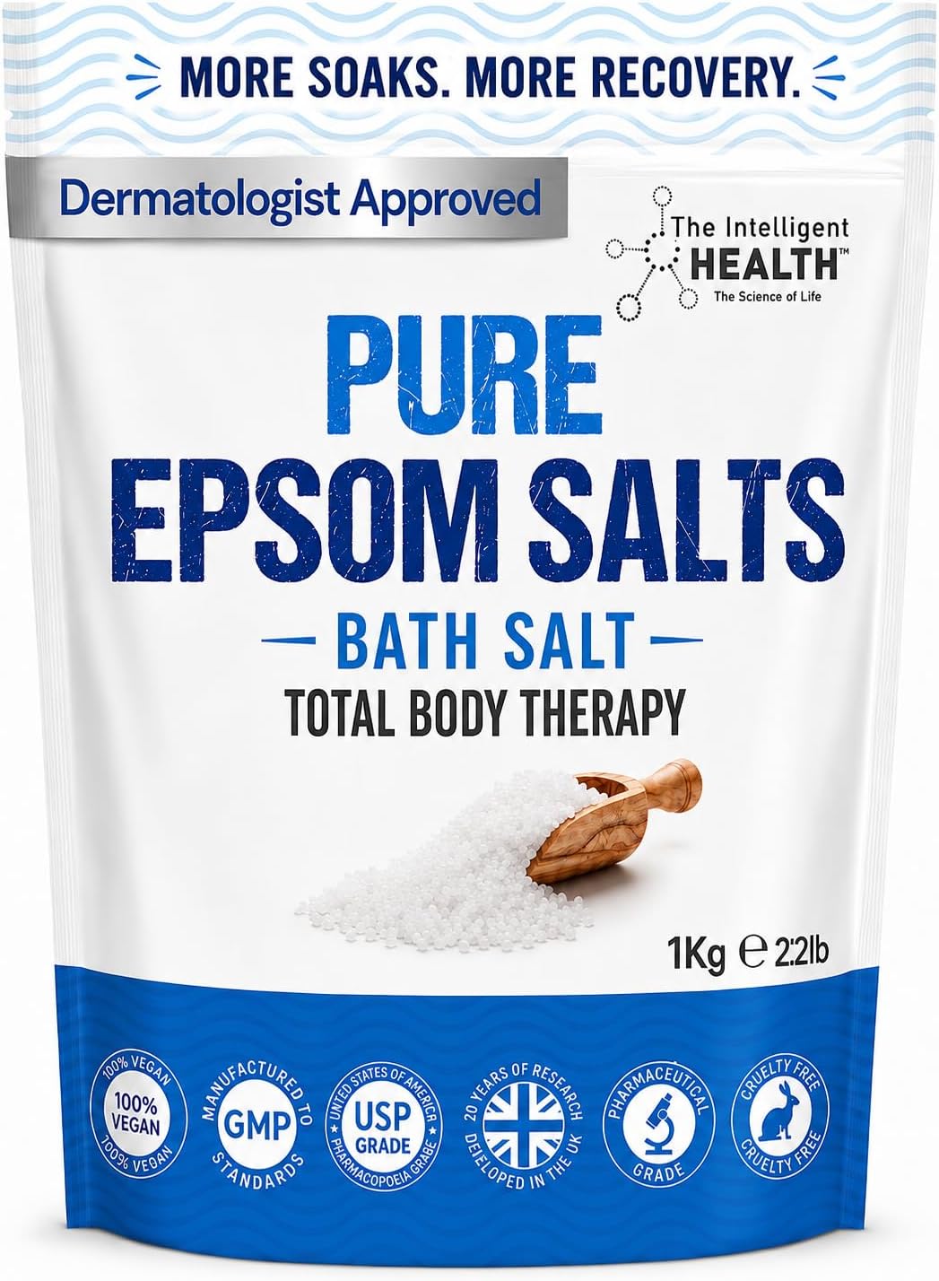 The Intelligent Health Magnesium Sulphate Bath Salts Soak, 1kg Resealable Pouch