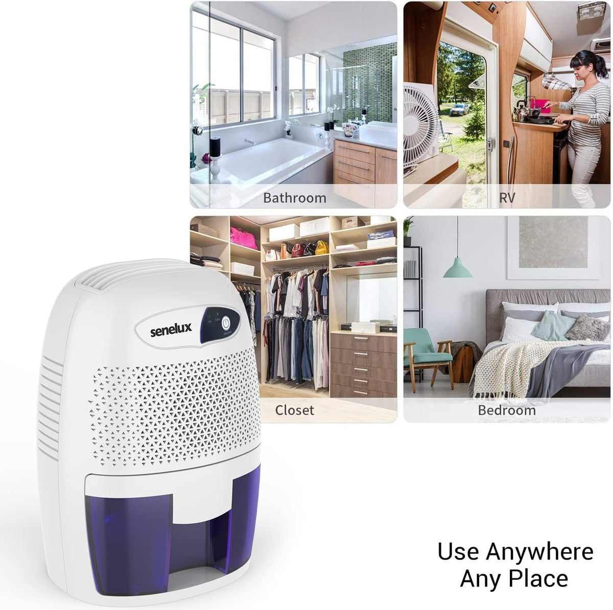 Senelux Powerful 500ML Mini Portable Best Quiet Air Dehumidifier Small Dehumidifier Efficient and Stable, Home Damp, Portable Moisture Absorber for