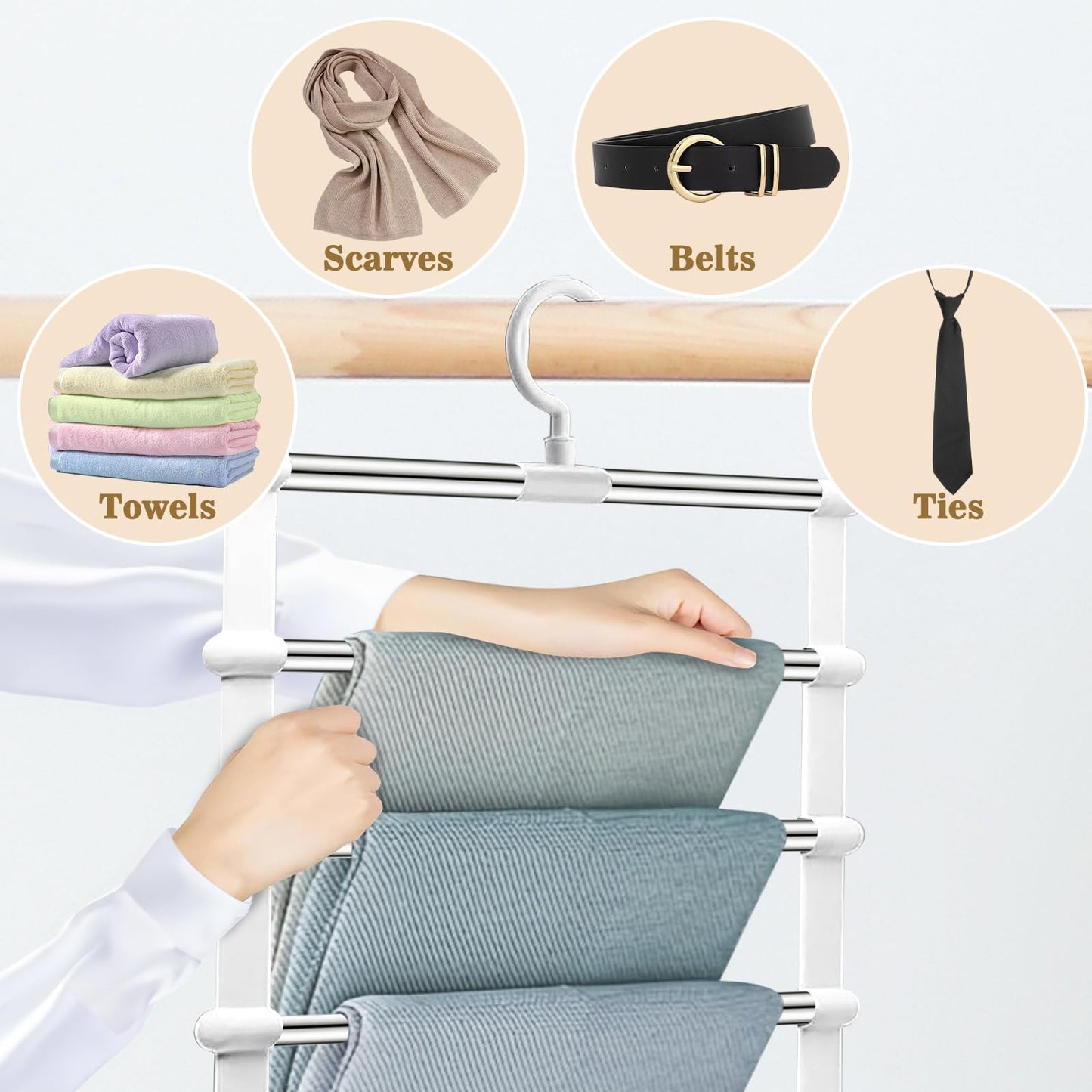 Yilnlg 2 Pack Trouser Hangers, 360°Rotatable Space Saving Metal Hanger