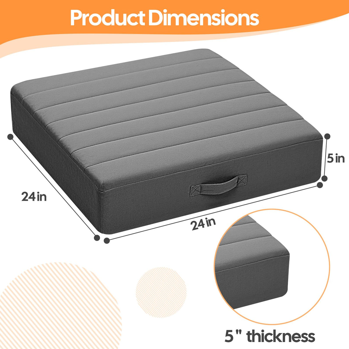 MeMoreCool Square Floor Pillow Seating for Adults Kids, Large Meditation Cushion Floor Pillow with Thick Foam & Soft Tufted Cover