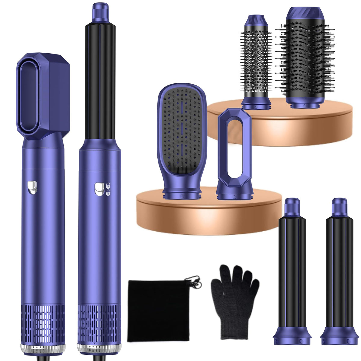 Airbrush Hair Styler 6 in 1 Multi Styler, Magic Styler Air Styler, Blow Dry Hair Brush, Air Curler, Hair Dry Brush, Airstyler for Drying, Curling,