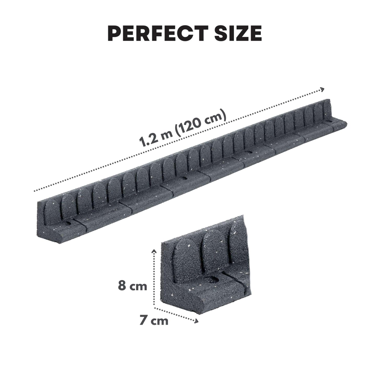 Nicoman Lawnmover Friendly Garden Border 4-ft Rubber Landscape Grass Lawn Mower Edging Section 120cm, Grey, Pack of 4