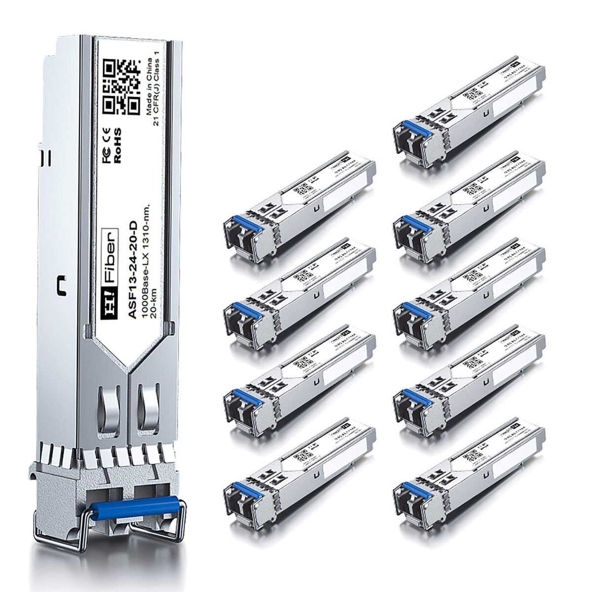 10 pack,1000BASE-LX SFP Transceiver,SFP to LC,1.25G Singlemode module Compatible with Cisco GLC-LH-SM/GLC-LH-SMD, MA-SFP-1GB-LX20,Ubiquiti UniFi