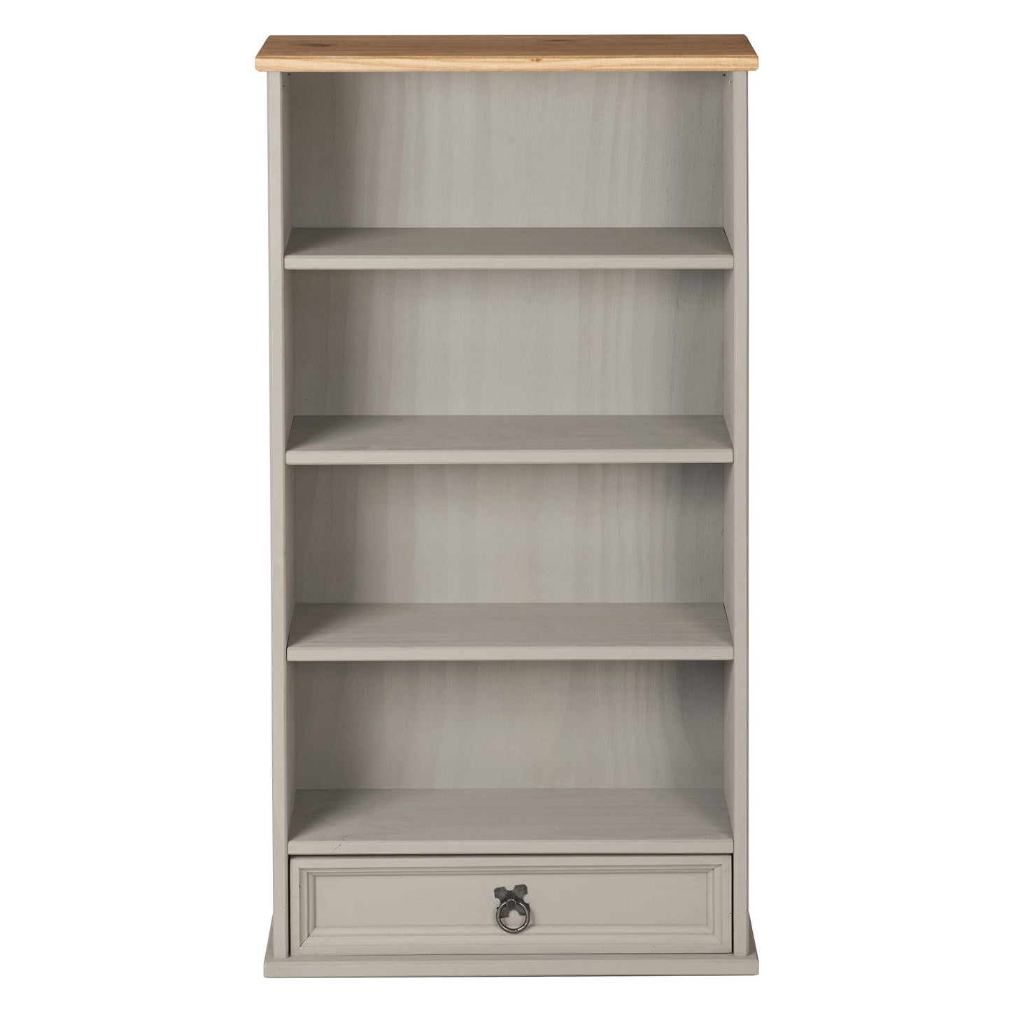 Mews Corona DVD Bookcase Rack Grey 1 Drawer CD Storage Unit Mexican Solid Pine