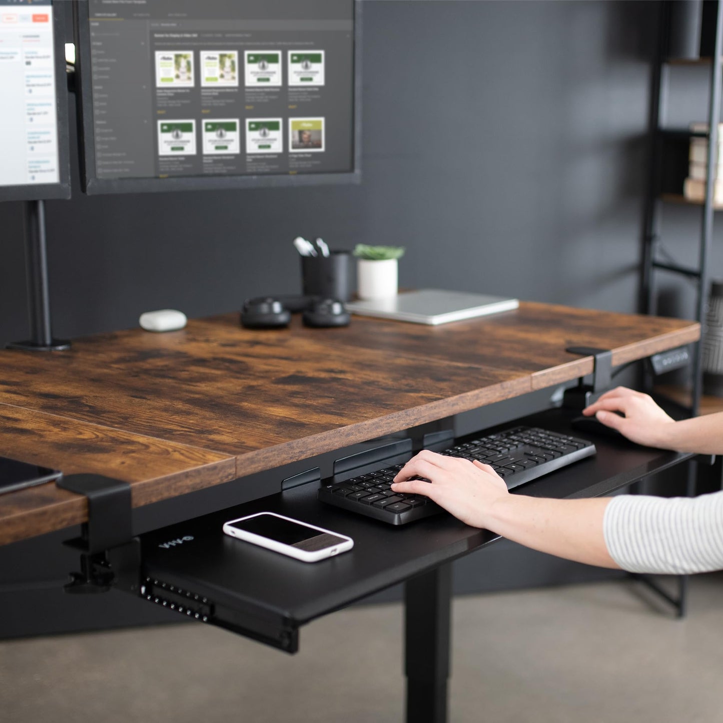 VIVO Extra Long Keyboard Tray Under Desk Pull Out with Extra Sturdy C Clamp Mount System, 86cm (102cm Including Clamps) x 28cm Slide-Out Platform