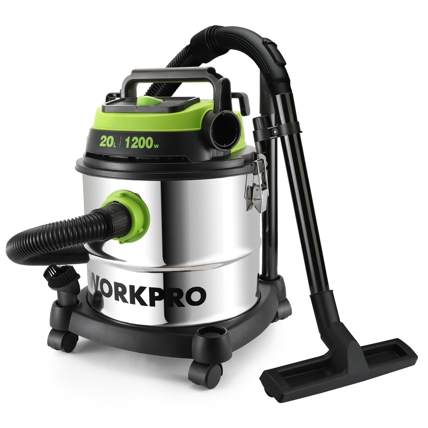 WORKPRO 1200W 20L Wet and Dry Vacuum Cleaner with HEPA, 3-in-1 Blower Function, Powerful Industrial Dust Extractor with Stainless Steel Tank for