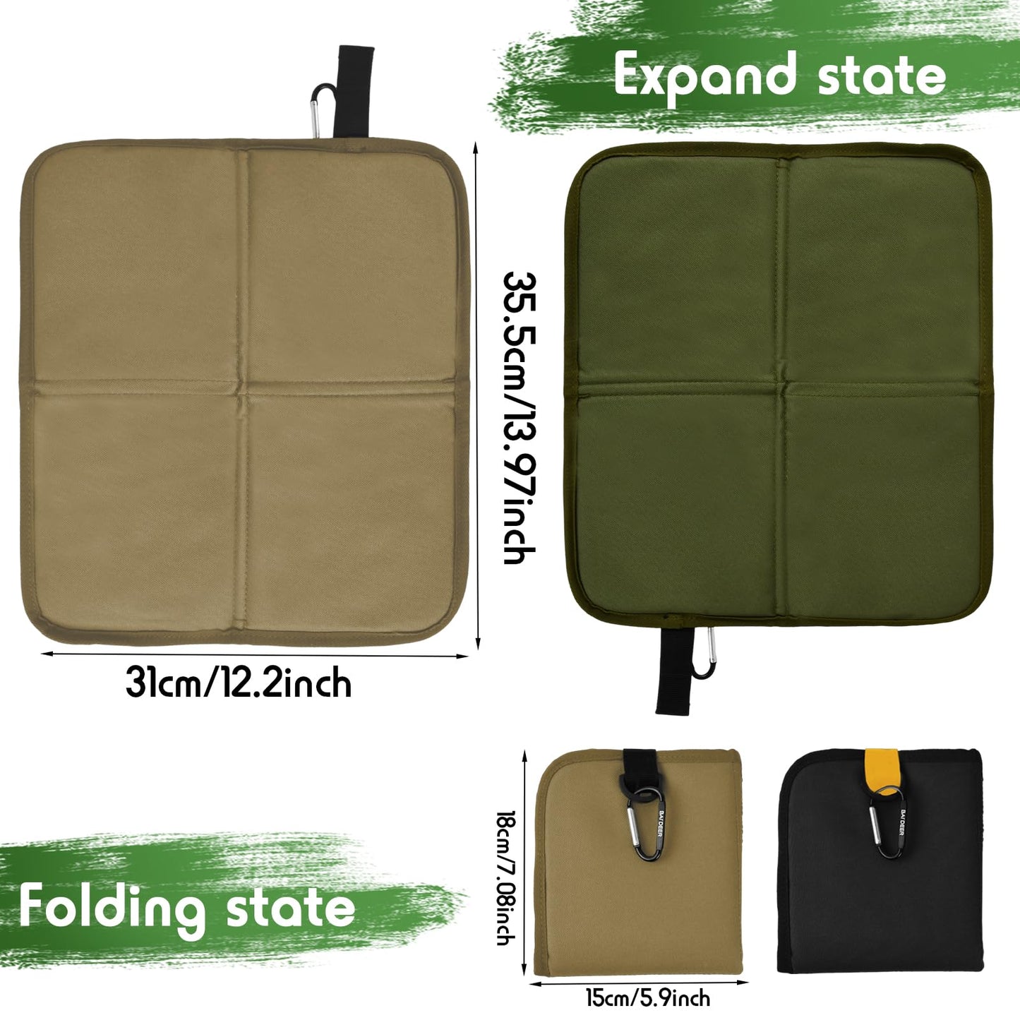 2 Pack Folding Seat Mat, Foldable Oxford Cloth Seat Pad, Waterproof & Insulated Camping Foam Sit Mat