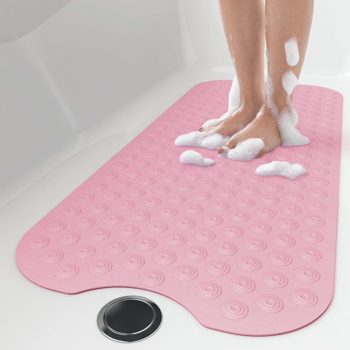 Yolife No Suction Cup Bath Mat: 40x100CM Extra Long Bathmat?Perfect for Refinished Bathtub Mat?Made of Nature Rubber?a Blessing for the Elderly and