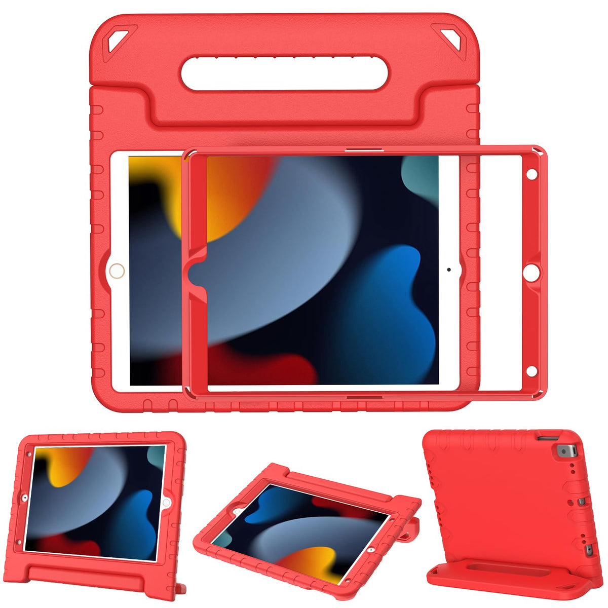 Surom Kids Case with Screen Protector for iPad 10.2 Inch 2021/2020/2019 (9th/8th/7th Generation), Shockproof Convertible Handle Stand iPad 10.2