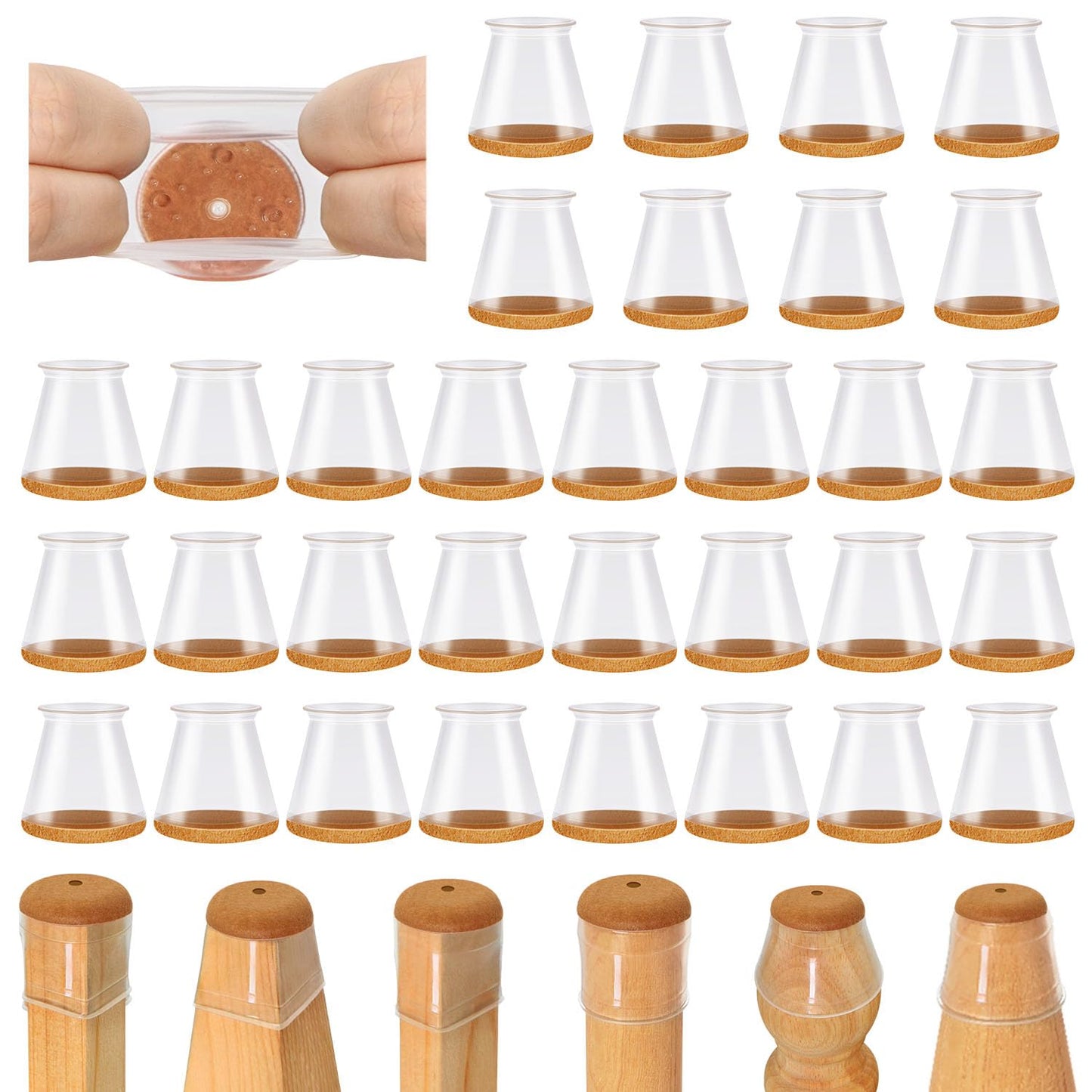 32 Pcs Chair Leg Floor Protectors for Hardwood Floors Silicone Covers to Protect Wood Tile Floors Felt Pads Furniture Leg Caps