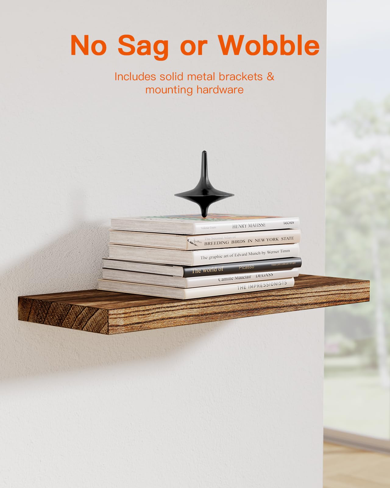 Pipishell Floating Shelves, 40cm Shelves for wall, Paulownia Wood Wall Shelves, Wooden Shelves Set of 4 for Bathroom, Bedroom, Office, Living Room,
