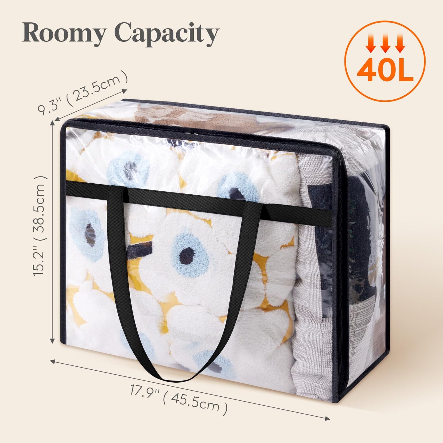 Lifewit 8 Pack Clear Storage Bags, 40L Plastic Clothes Storage Bags
