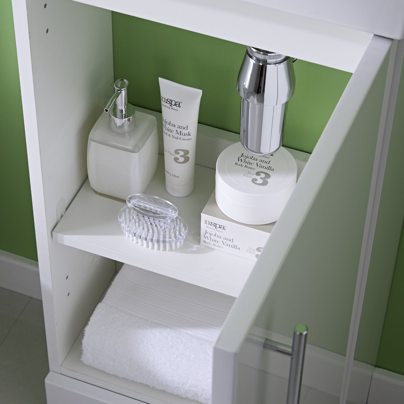 VeeBath BB.MIN010 Sheen Bathroom Cloakroom Vanity Basin Cabinet Unit Free Standing White High Gloss Sink Storage Furniture - 400mm