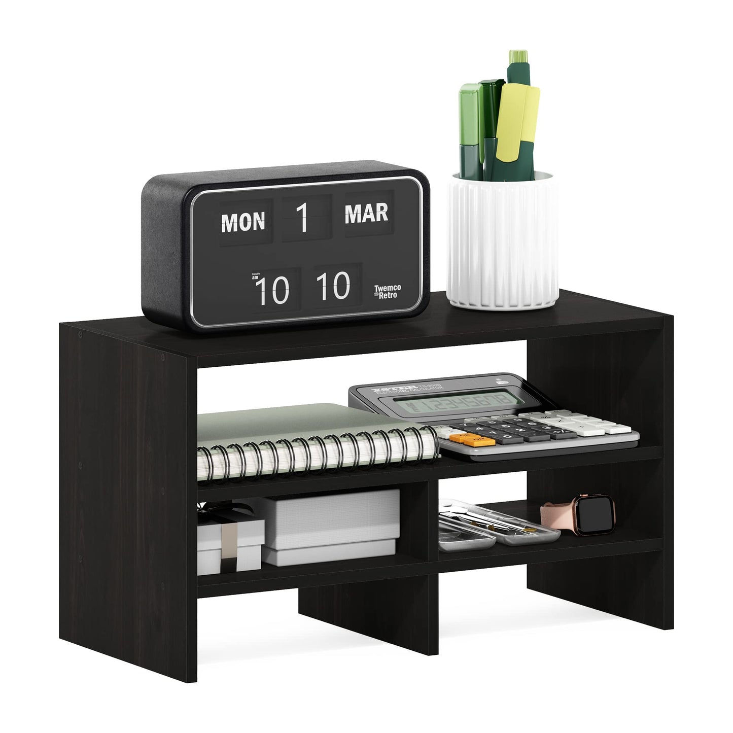 Furinno Desk Top Organizing Shelf Bookcase, Espresso, 19.8 (D) x 41.7 (W) x 23.6 (H) cm