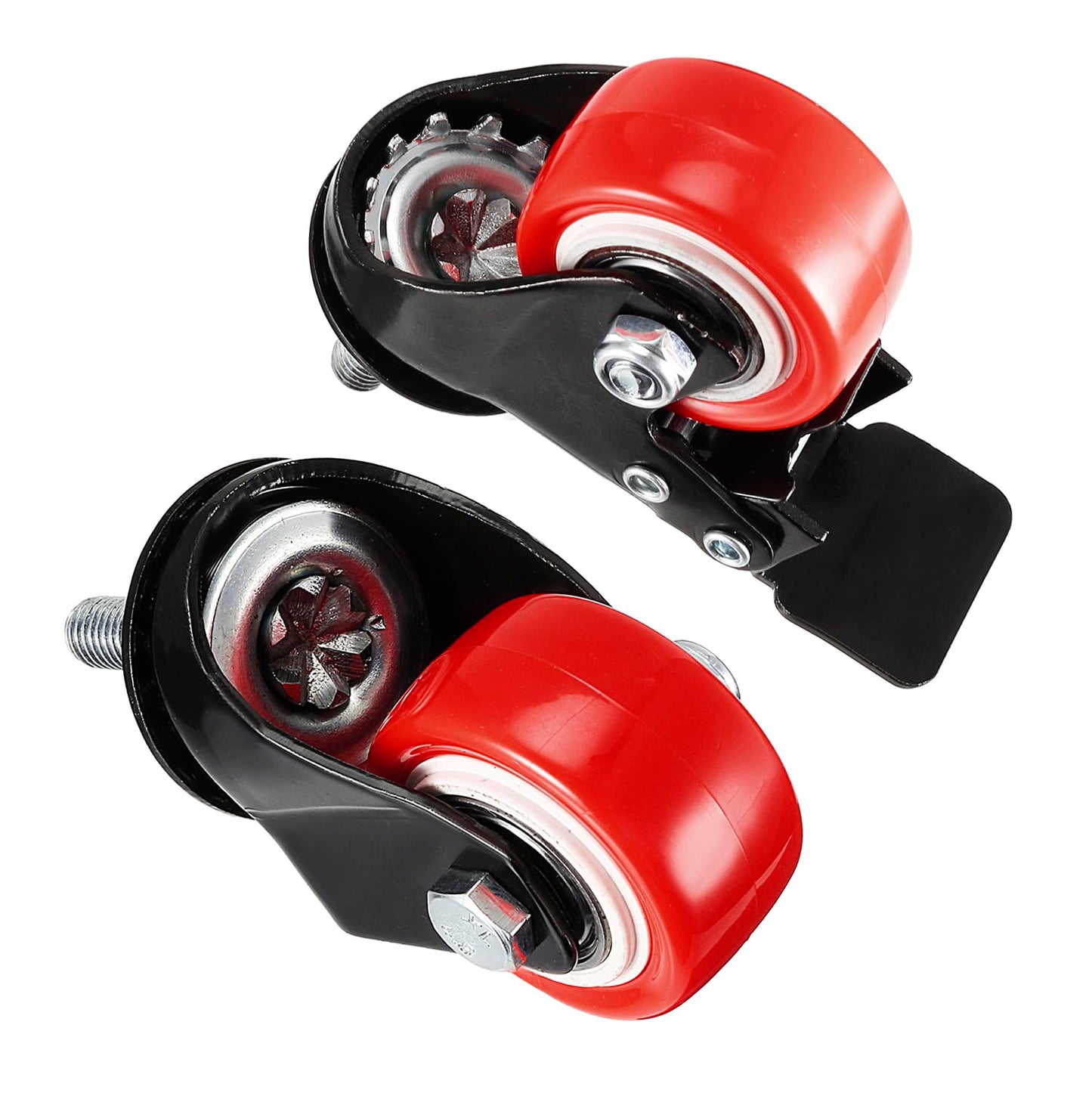 sourcing map 1.5 Inch Swivel Caster Wheels PU 360 Degree Threaded Stem Caster Wheel M10 x 25mm, 330lb Total Load Capacity, Pack of 4