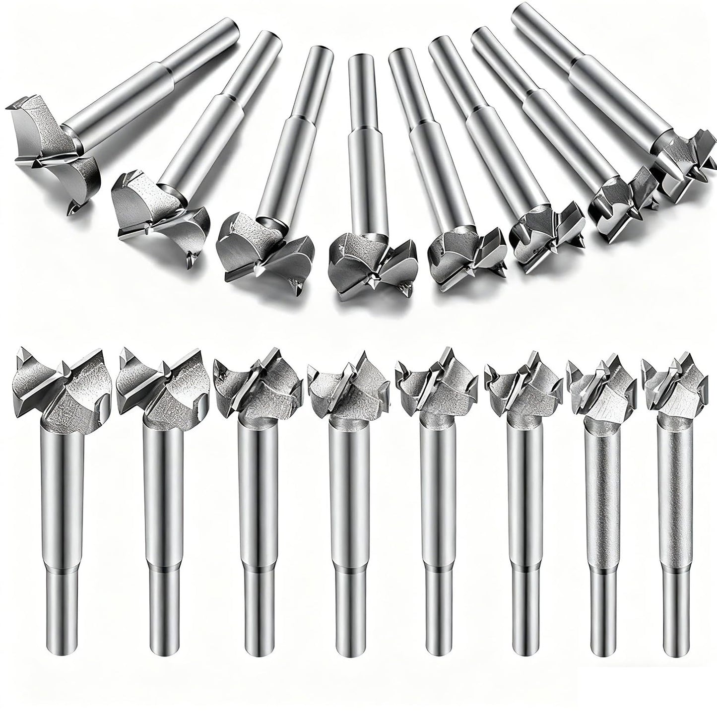 Aohoo 16pcs Forstner Drill Bit Set,Tungsten Steel, HSS Titanium Coated,?Forstner Bits for for Wood, Furniture, Cabinets, Cork, Splint, Particle