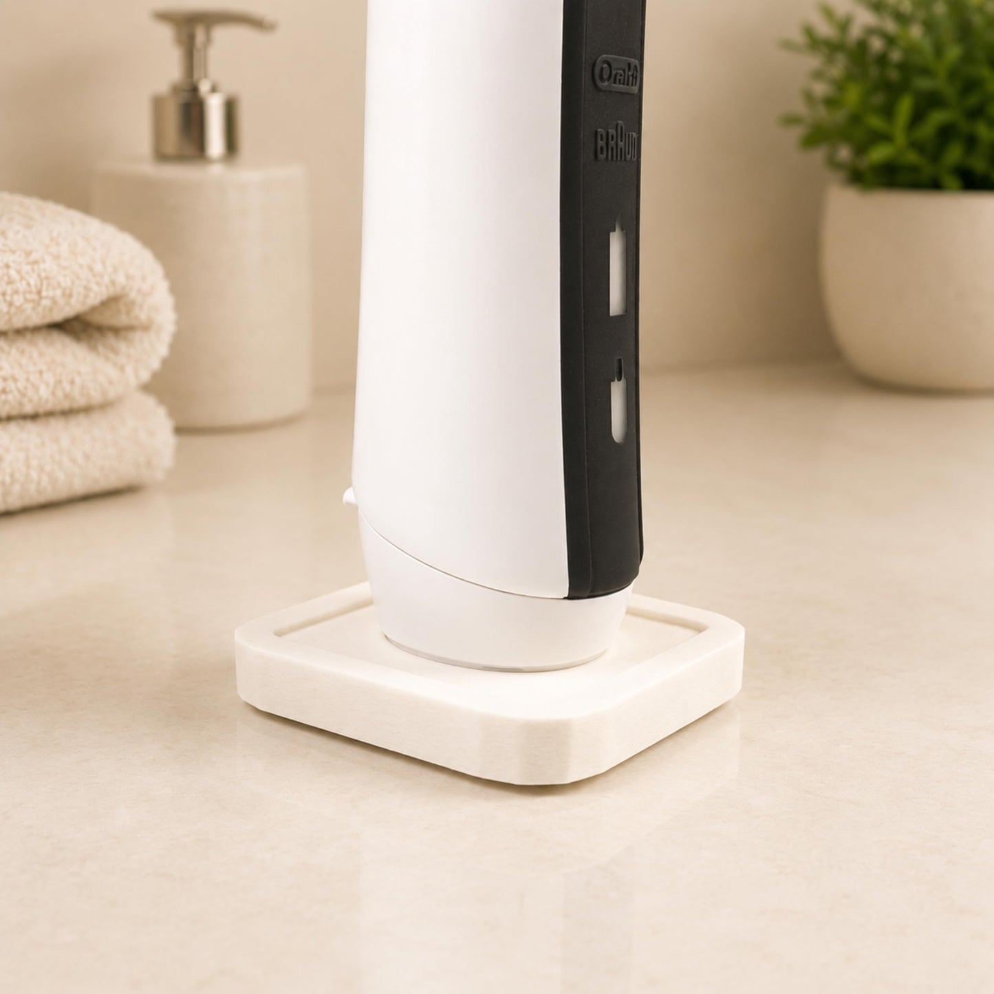 Electric Toothbrush Holder Stand Compatible with Oral-B – Single (Matte Ivory White, Single)