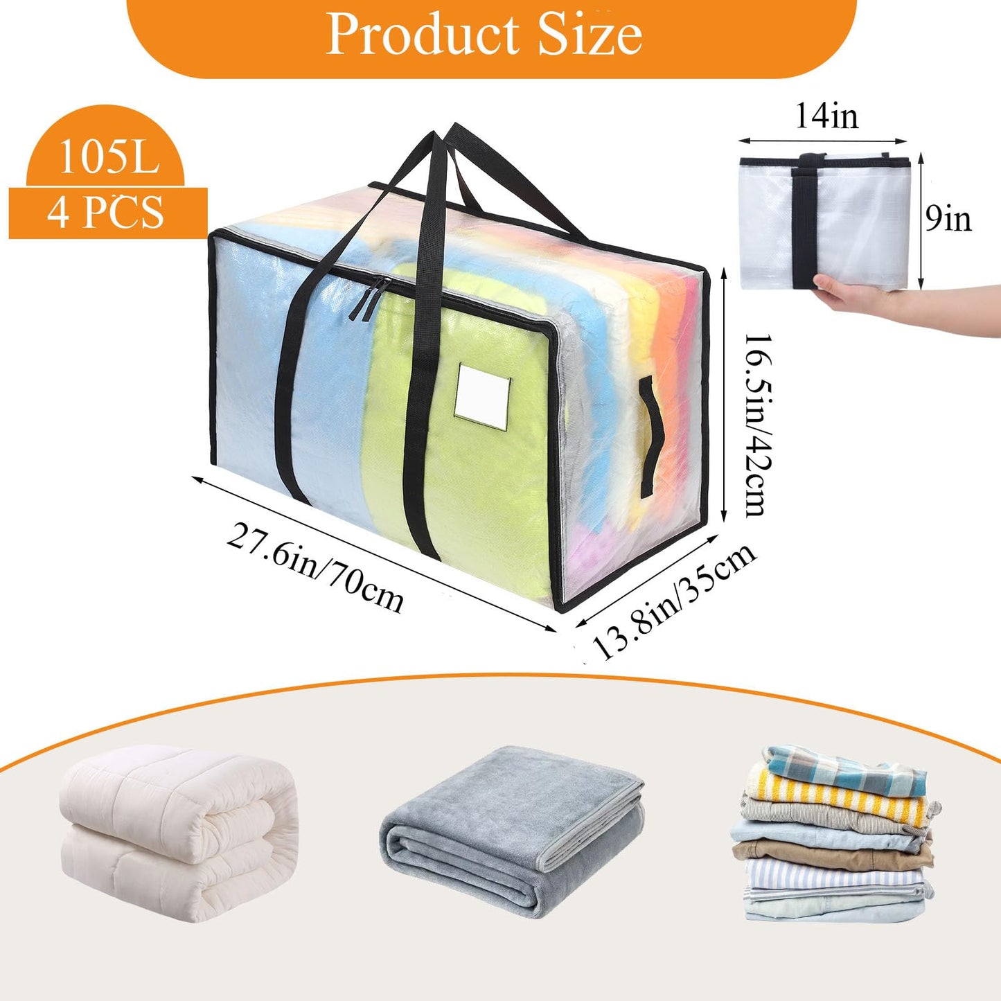 Dntorx 4 Pack 105L Moving Bags Heavy Duty Storage Bag Dorm Moving Essential