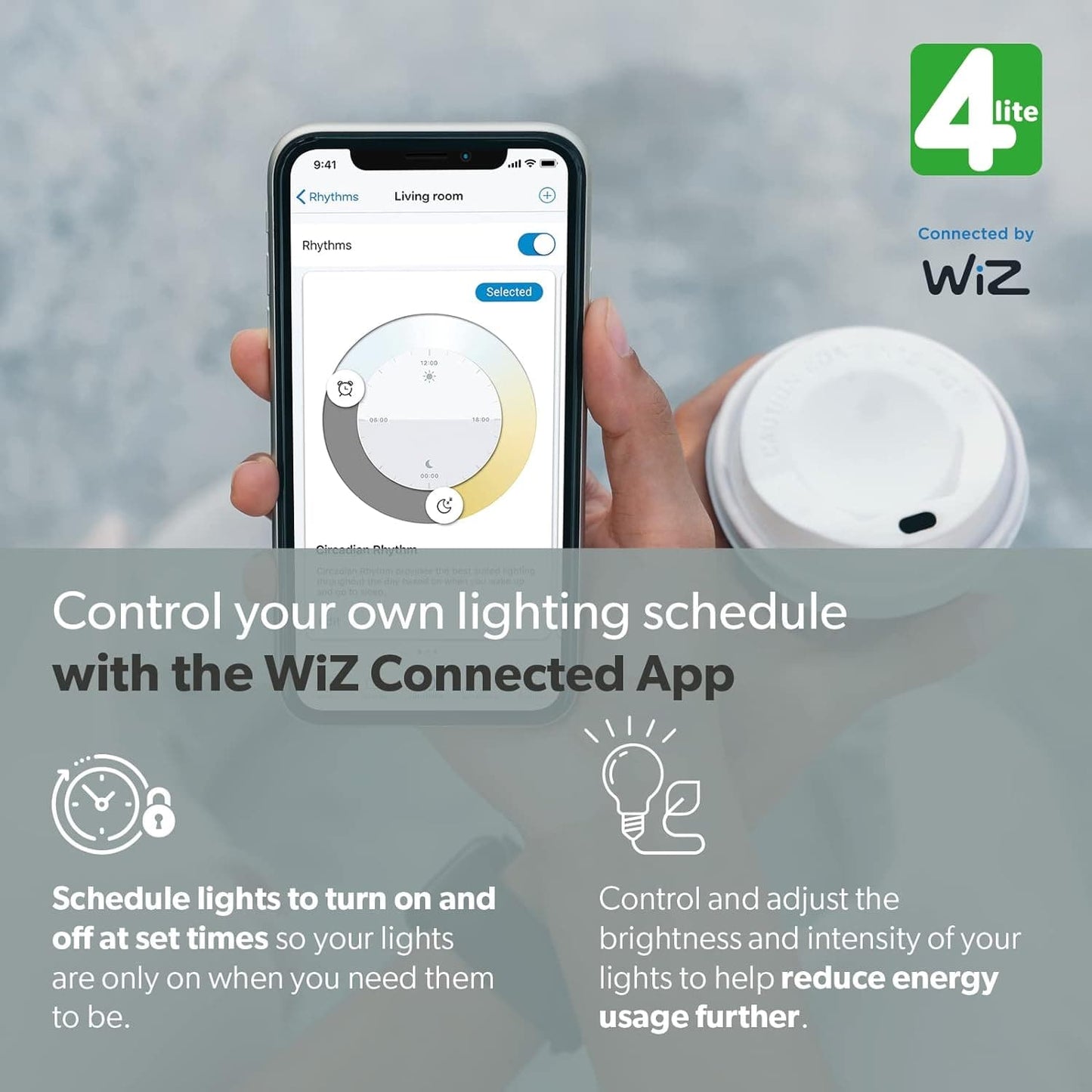 4lite WiZ Connected Dimmable White WiFi LED Smart Bulb - GU10