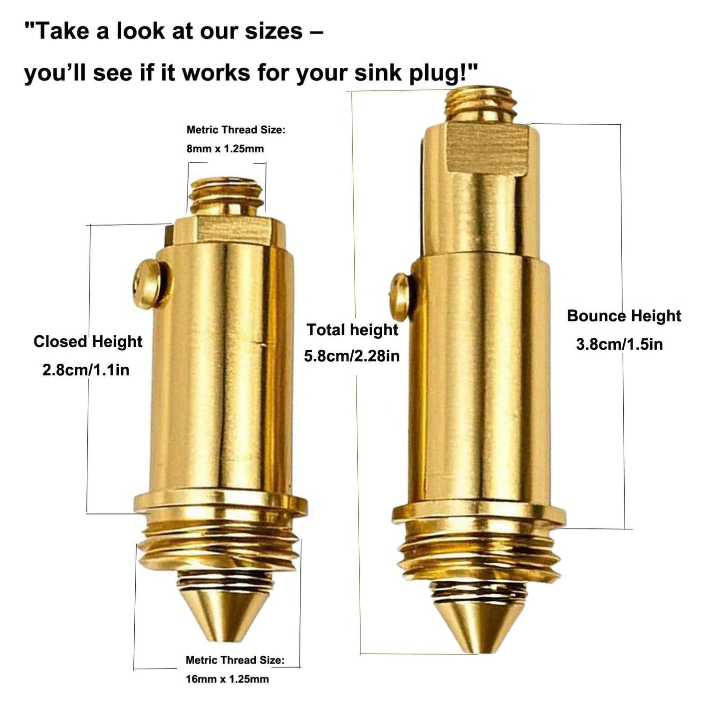 2pcs Brass Basin Click Clack Plug Bolt - Zesc-Im Pop Up Clack Slotted Plug Bolt Replacement Screw 28 g