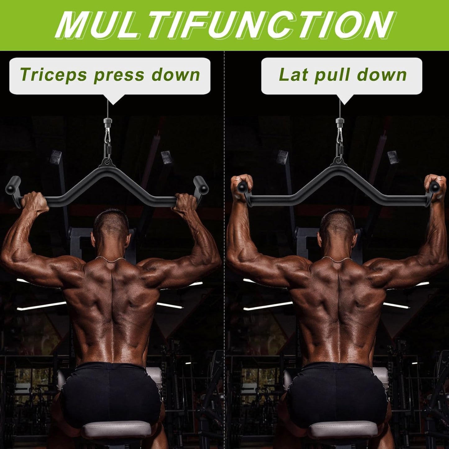 SELEWARE 28" Multi-Grip LAT Pull Down Bar ? Durable Alloy Steel, Ergonomic Grip, Versatile Cable Machine Attachment for Versatile Muscle Training