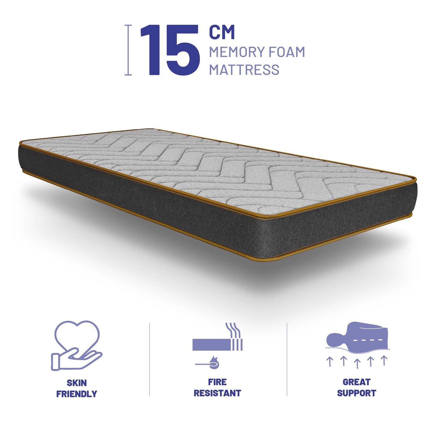naturalex 3ft Single Mattress Memory Foam Mattress 6 Inch Deep Plush Mattress (90x190cm) Fire Retardant Skin Friendly, The Cotswold