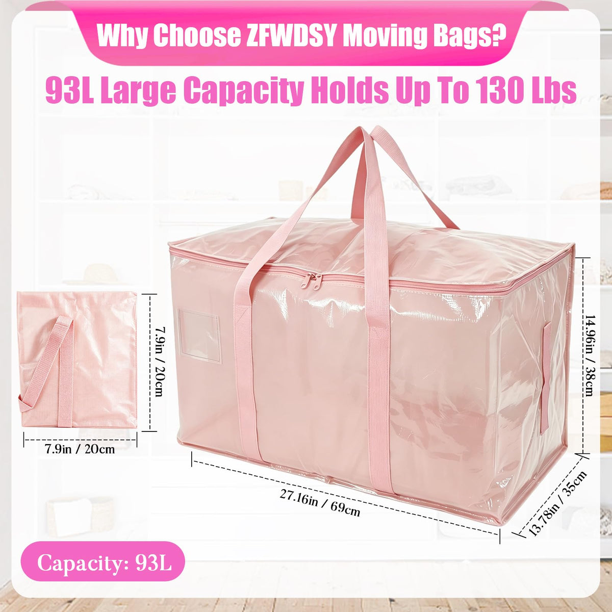 ZFWDSY Moving Bags 93 L,4-Pack Storage Bags Moving Boxes Alternatives