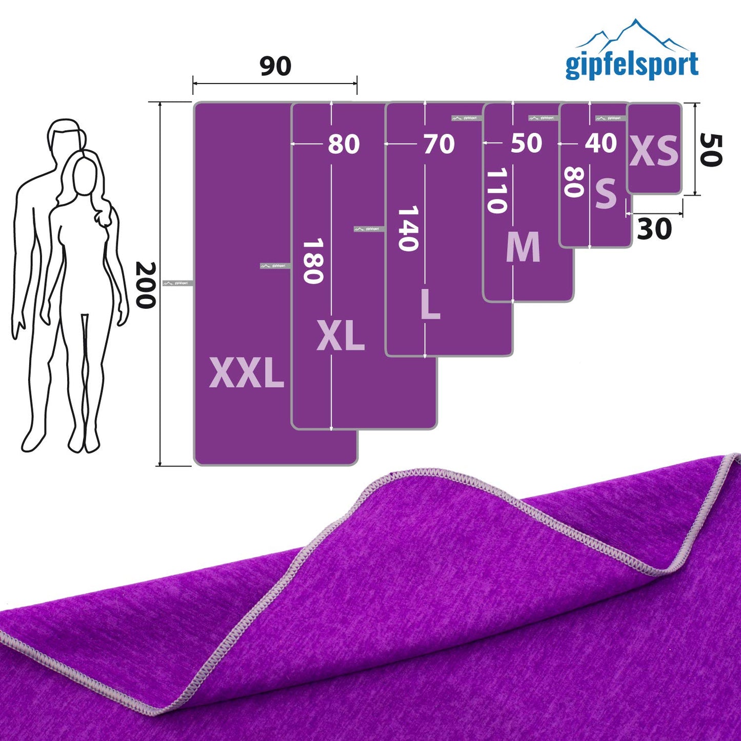 gipfelsport Microfibre Towel purple 1x S(80x40cm)