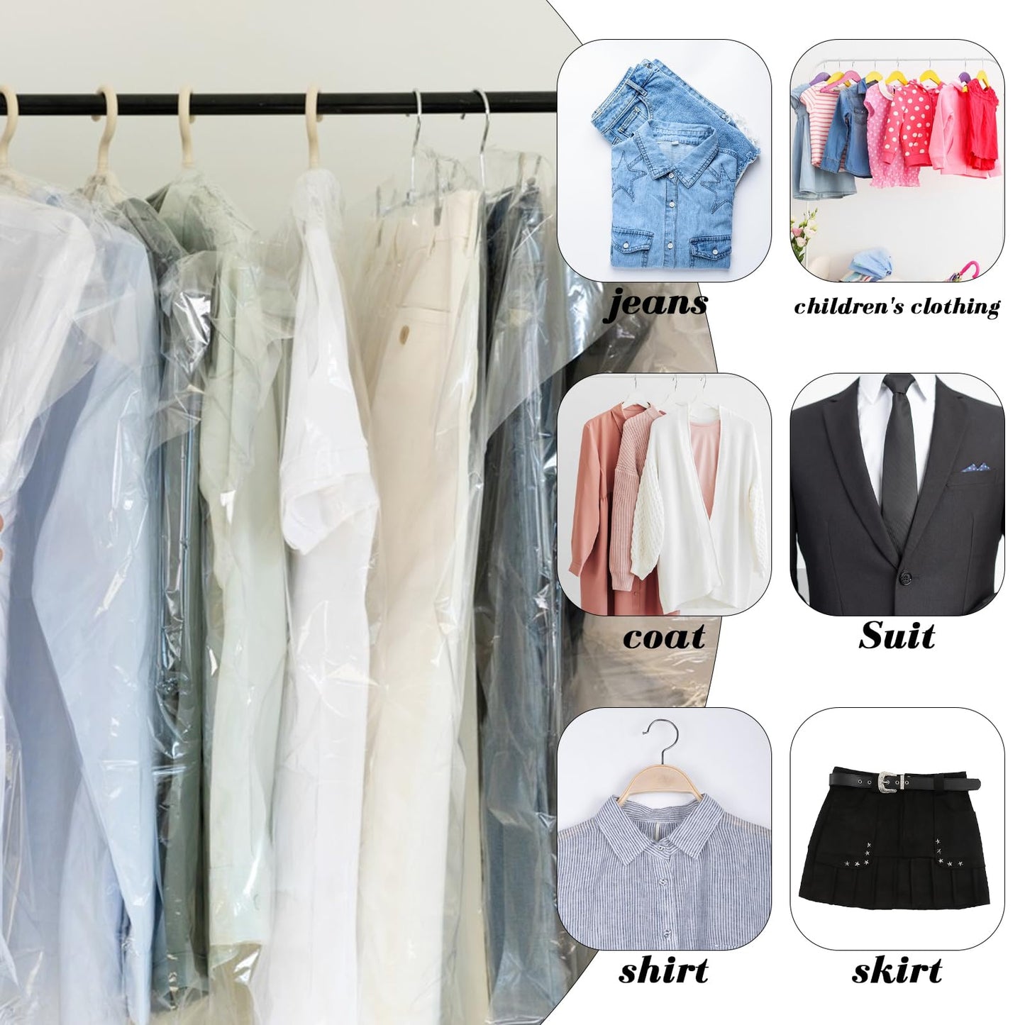 Pack of 30 Clothes Covers Protector Bags,Clothes Covers