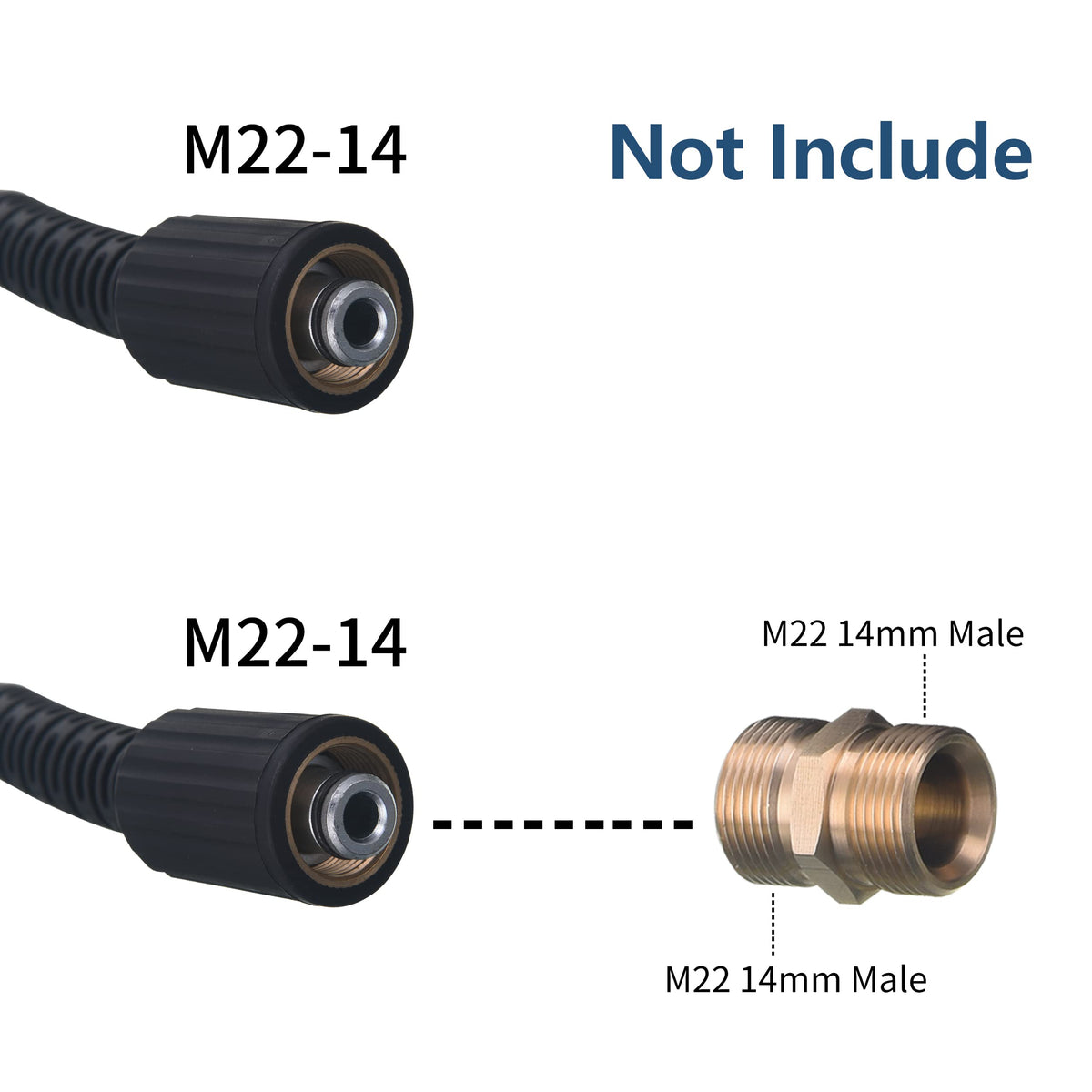 Tool Daily High Pressure Washer Hose 50 FT X 1/4 Inch, 3600 PSI, M22 14mm, Replacement Power Washer Hose for Most Brands