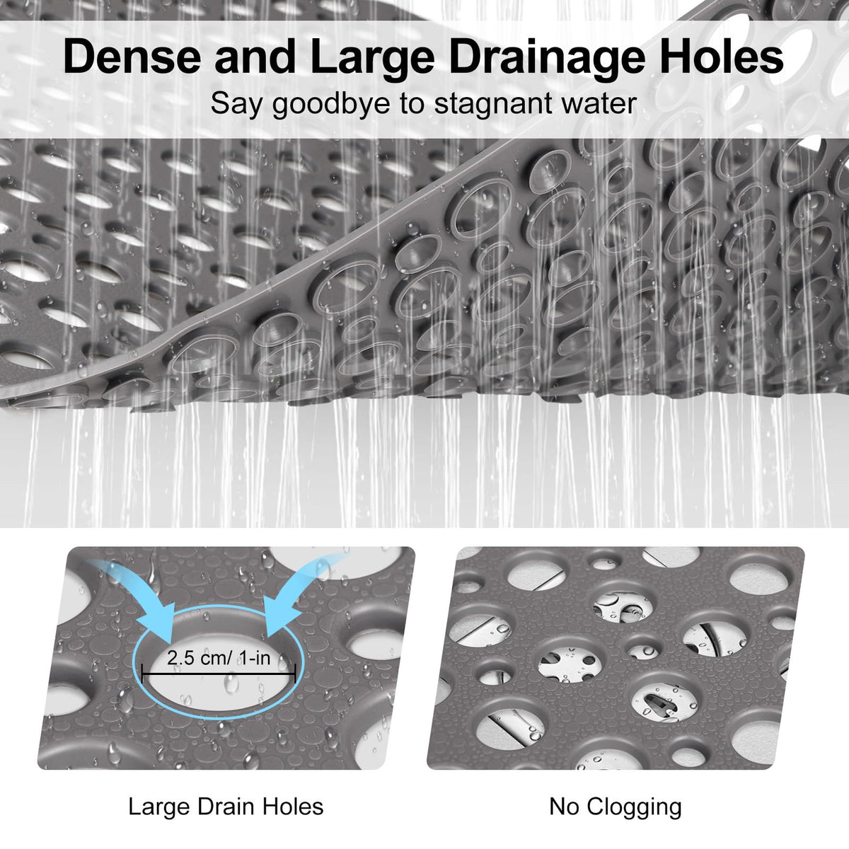 Extra Large Shower Mat Non Slip Anti Mould: 80 x 120 cm Non Slip Shower Mat for Inside Walk-in Shower Tray