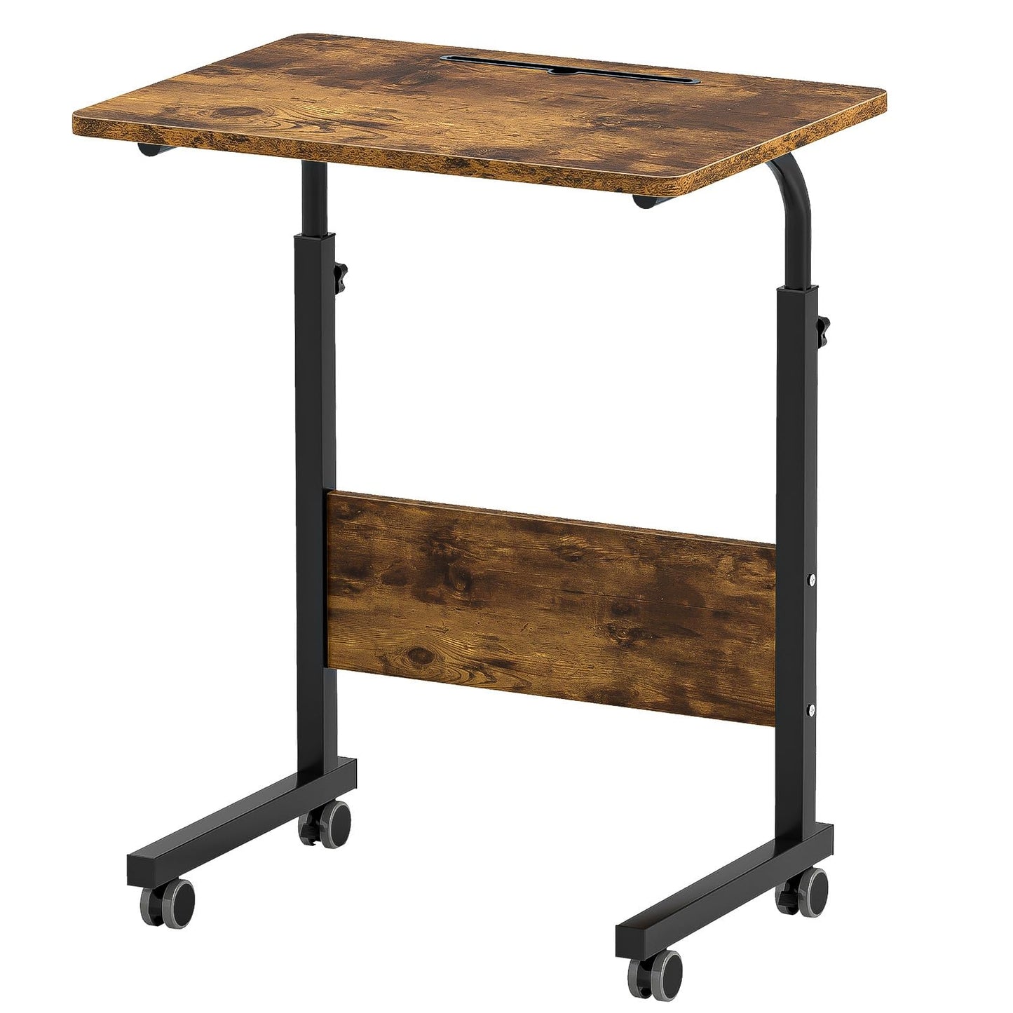 sogesfurniture Height-adjustable laptop table, computer desk with tablet slot, 60 x 40 cm, PC table, sofa table, care table, side table with wheels