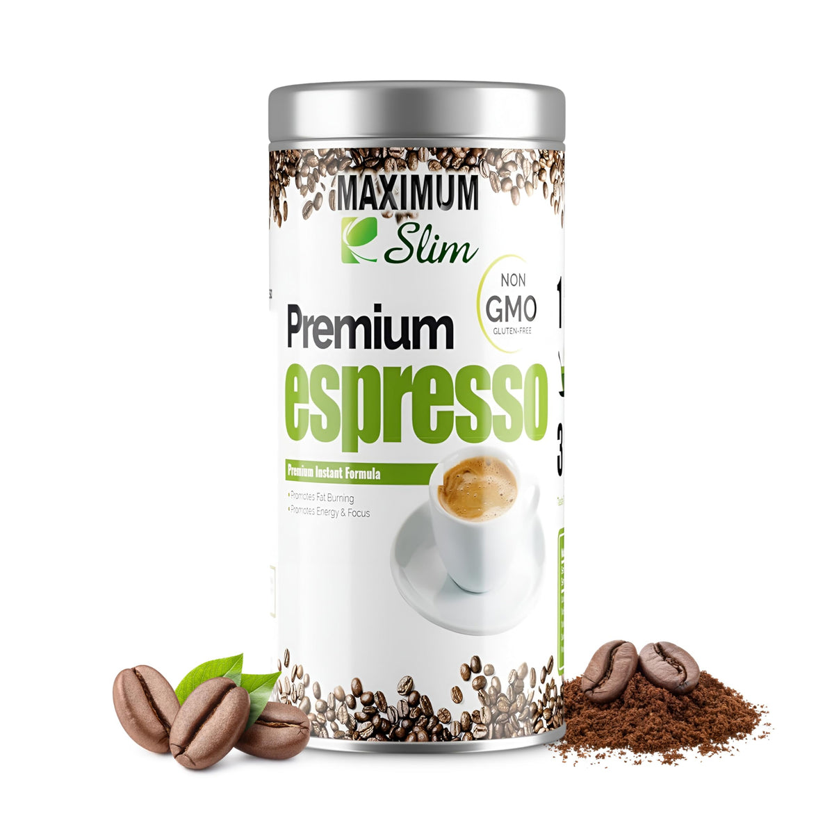 MAXIMUM SLIM Gourmet Espresso: - 100% Arabica Coffee, (Non GMO) Stimulates KETOSIS, Boosts Your Energy & Focus. - Formulated with Essential Vitamins