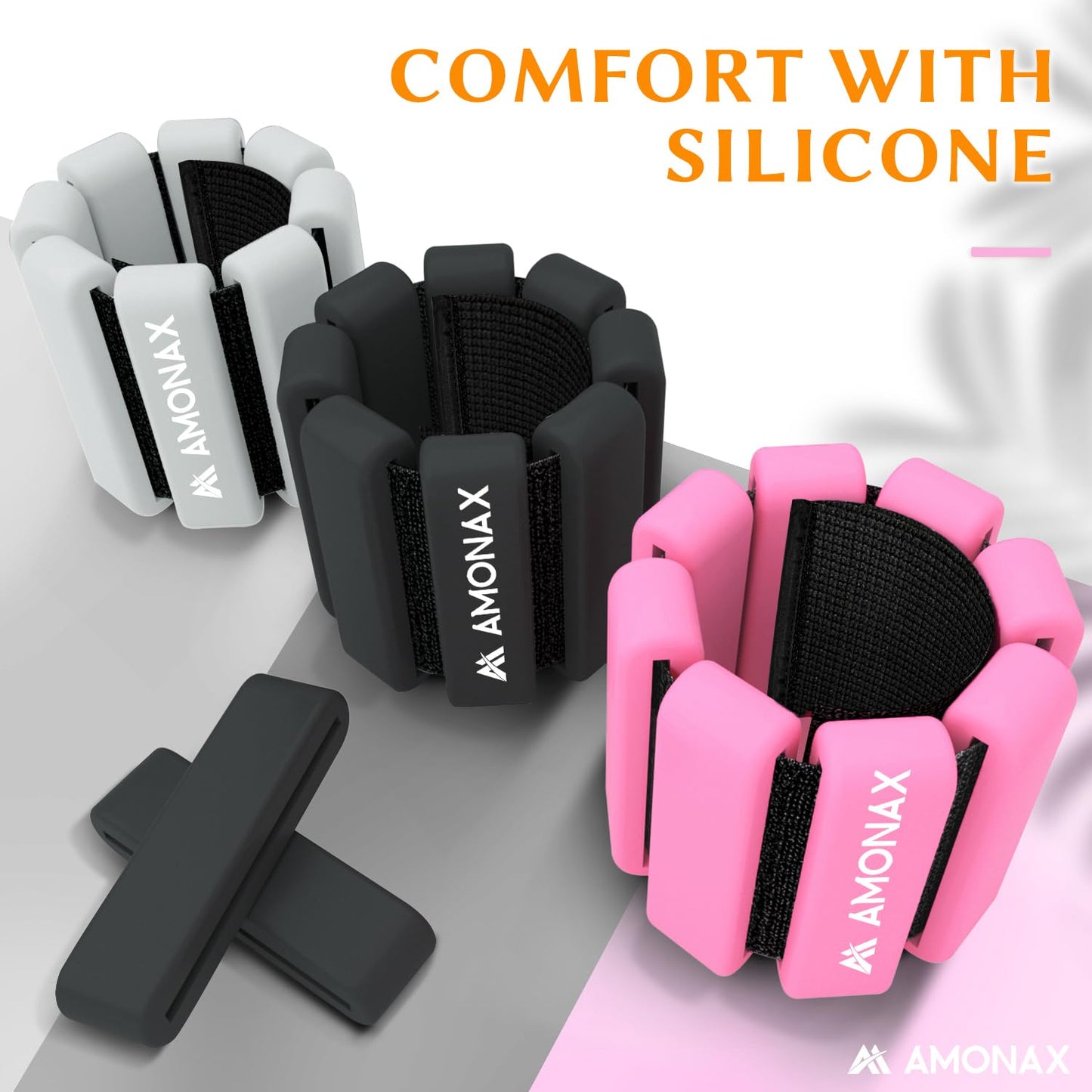 Amonax Adjustable Ankle and Wrist Weights Set, Fitness Leg Weights for Women Men, 2lb Pair for Strength Training, Pilates Weights Running Swimming