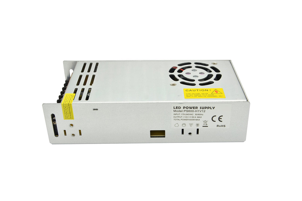 Dapenk 12v Power Supply Driver Transformer 240v to 12v Dc Power Supply Led Driver Light Adapter Light Converter Aluminum Shell (PS600-12V)
