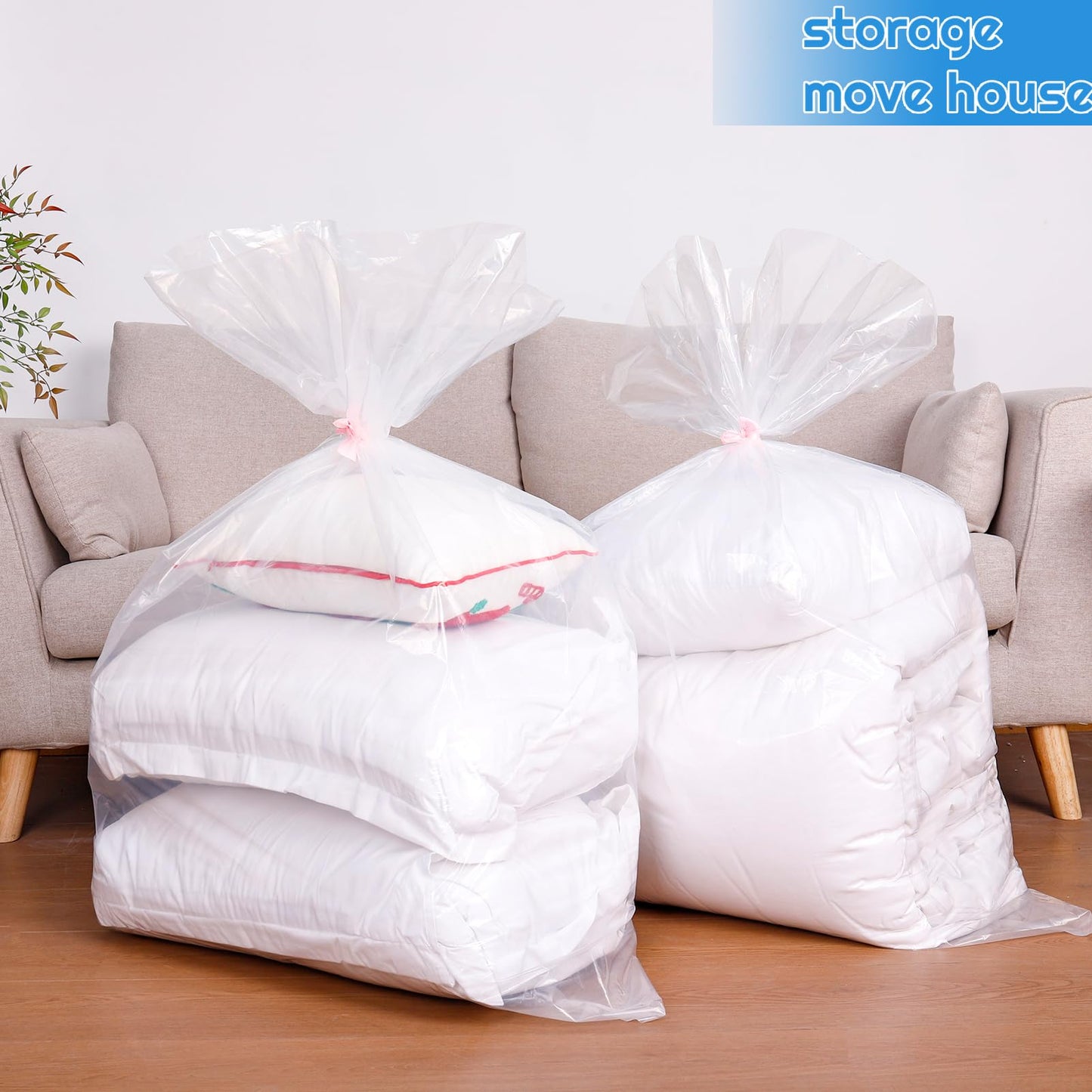 Extra Large Clear Plastic Storage Bags, 6 pcs Flat Large Plastic Bags