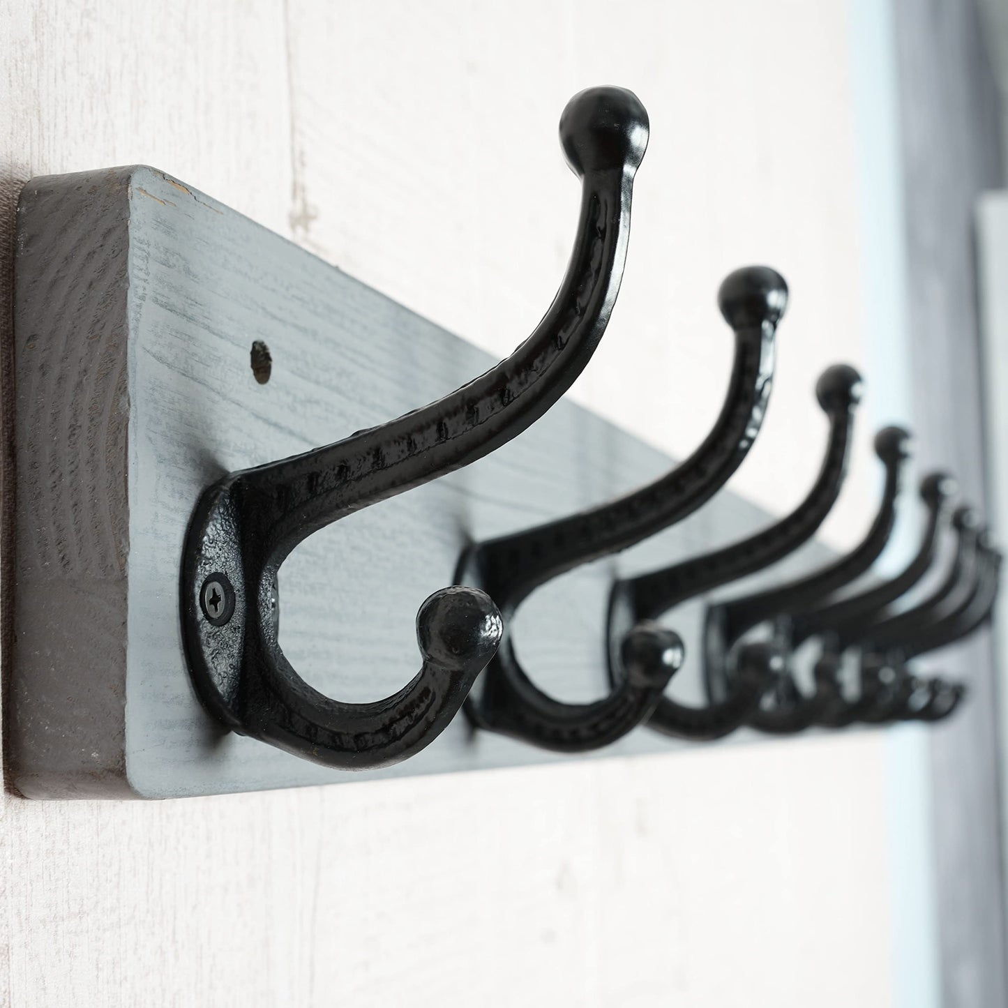 WEBI Rustic Coat Rack Wall Mount Long 8 Cast Iron Coat Hooks Wall Mounted,Heavy Duty Wall Coat Hanger Hooks for Hanging Coats,Clothes,Grey