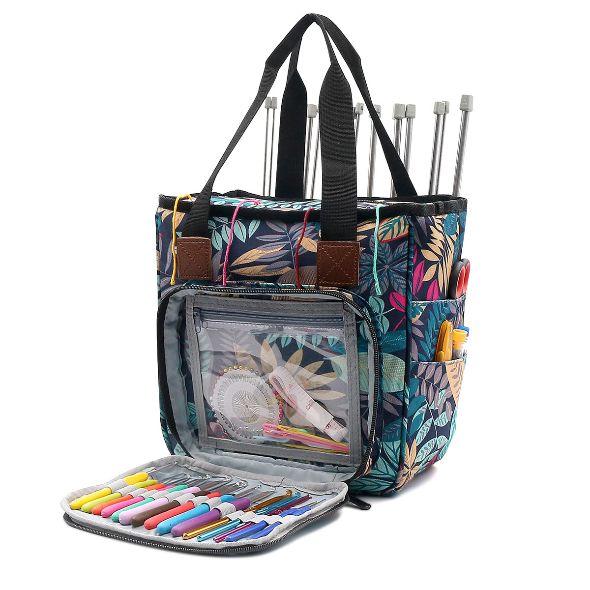 SumDirect Yarn Bag, Knitting Organizer Tote Bag Portable Storage Bag for Yarns, Carrying Projects, Knitting Needles, Crochet Hooks, Manuals and Other