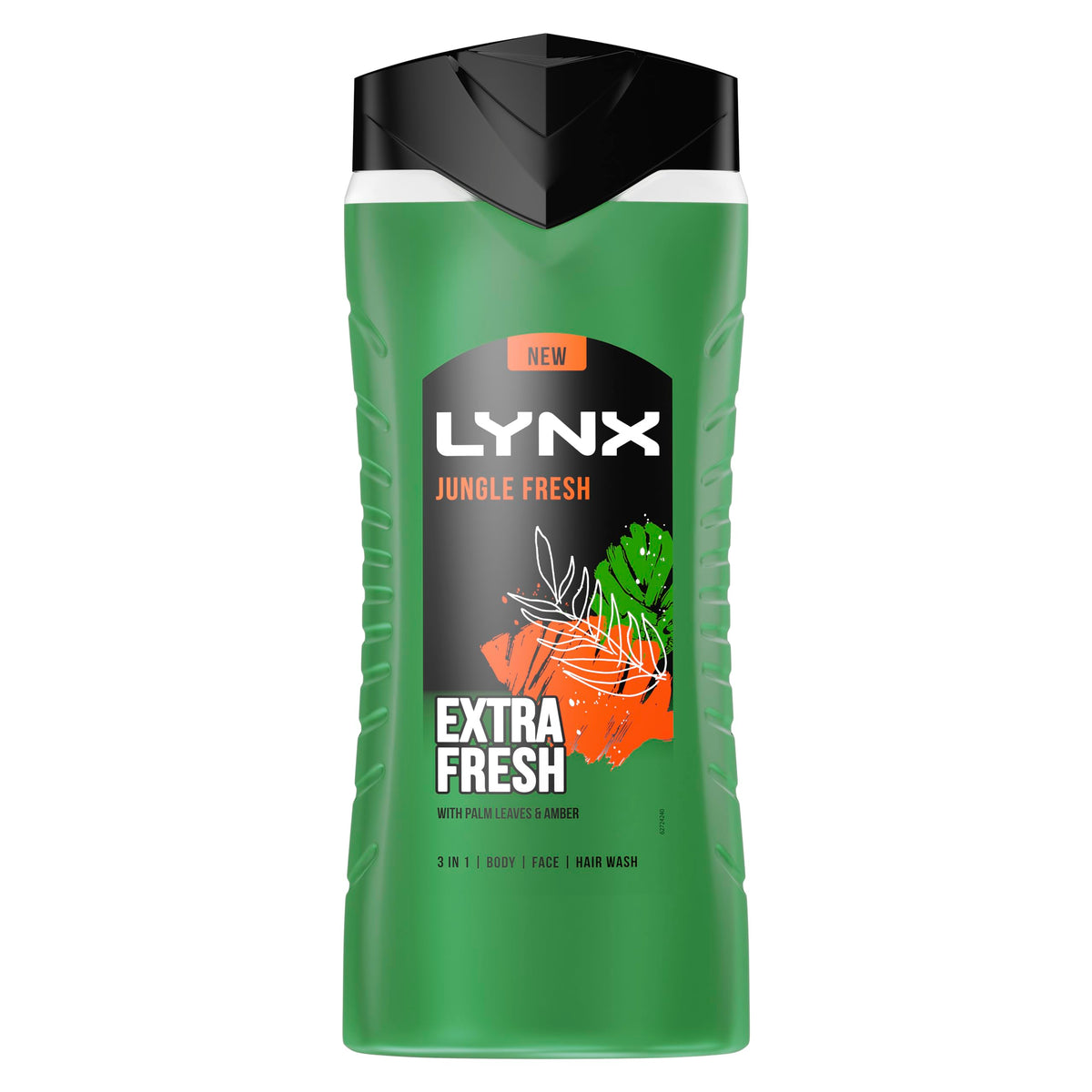 Lynx Men Jungle Fresh 3-in-1 Hair, Face and Body Wash Shower Gel with a palm leaf & amber scent for an all day fresh & clean feel 500 ml, Pack of 6