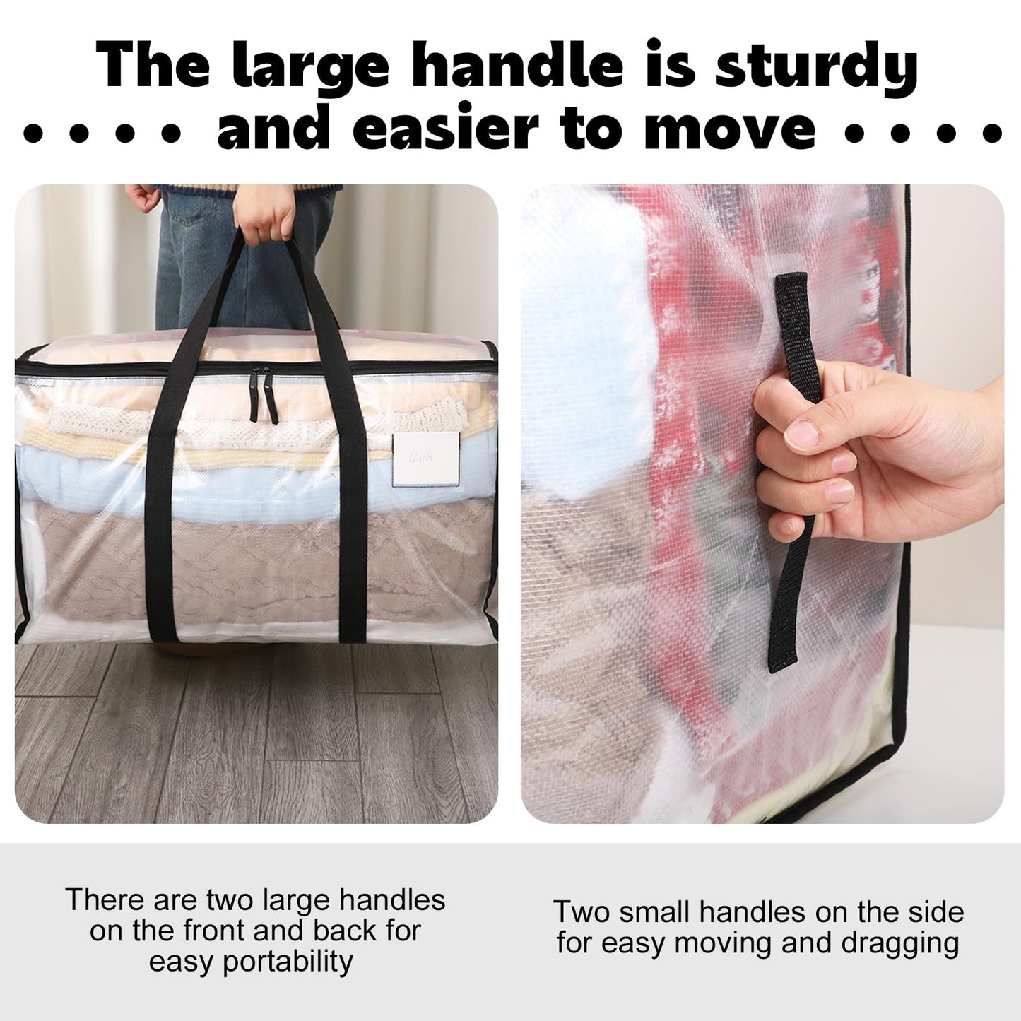 Yafe 3 Pack Large Clothes Storage Bags with Lids, 91L Clear Moving Boxes