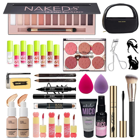 All in One Full Makeup Kit for Women, Makeup Set for Women&Beginner,Eyeshadow, Foundation, Lipsticks, Eyeliner, Mascara, Brow Soap Make Up Gift Set