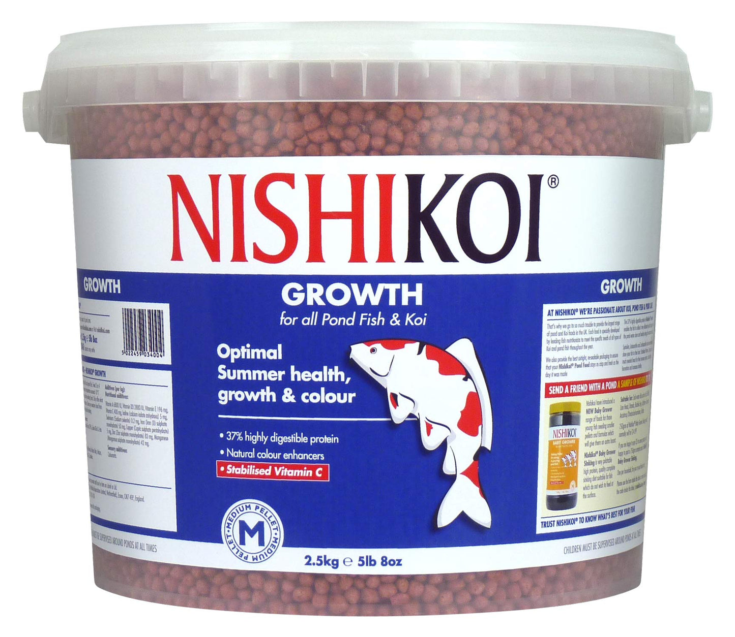 Nishikoi Growth Complete Food for Koi and Pond Fish - Medium Pellets - 2.5kg