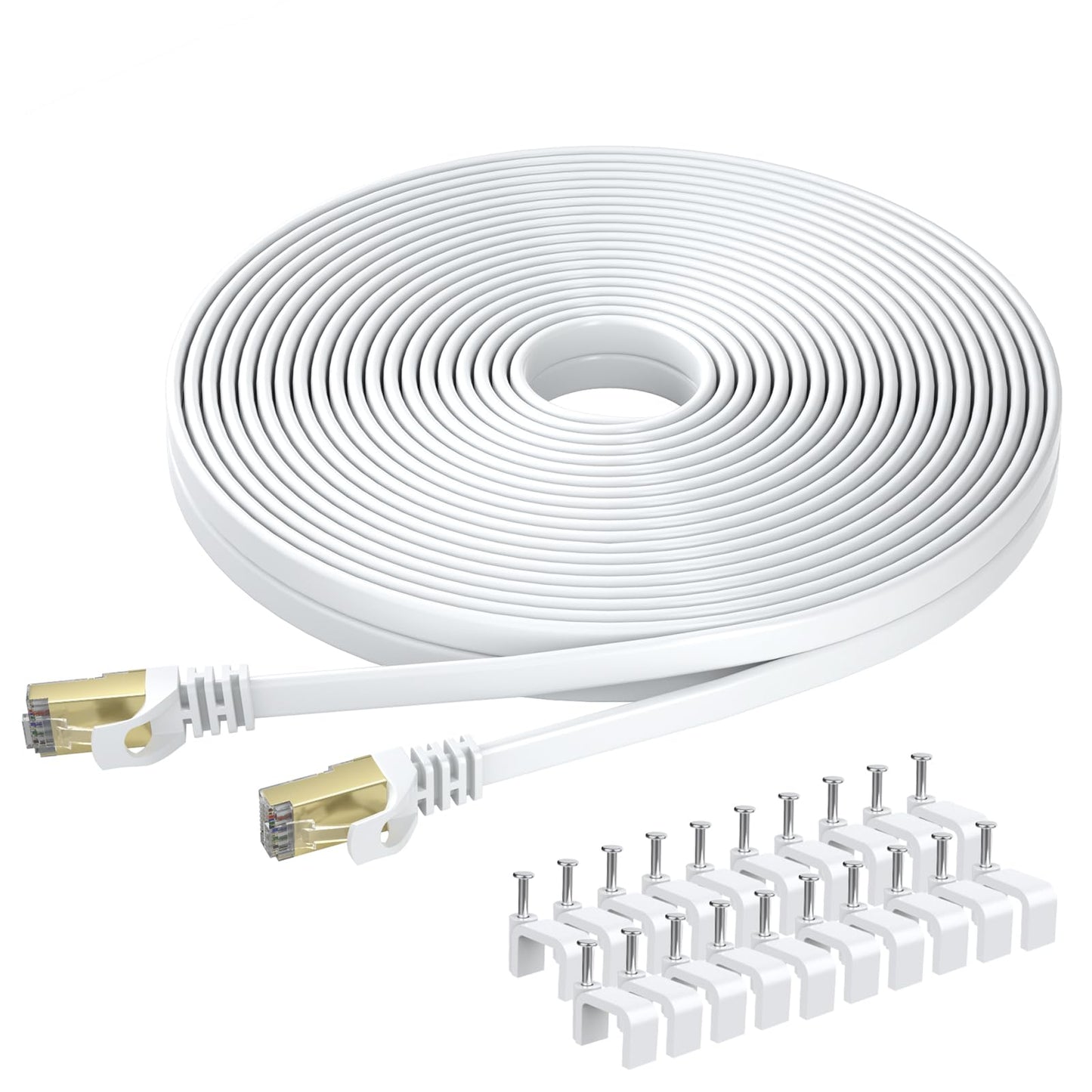 BUSOHE Cat 8 Ethernet Cable 15m, High Speed Flat Gigabit RJ45 Lan Network Cable, 40Gbps 2000Mhz Internet Patch Cord Compatible with Router, Modem, PC,