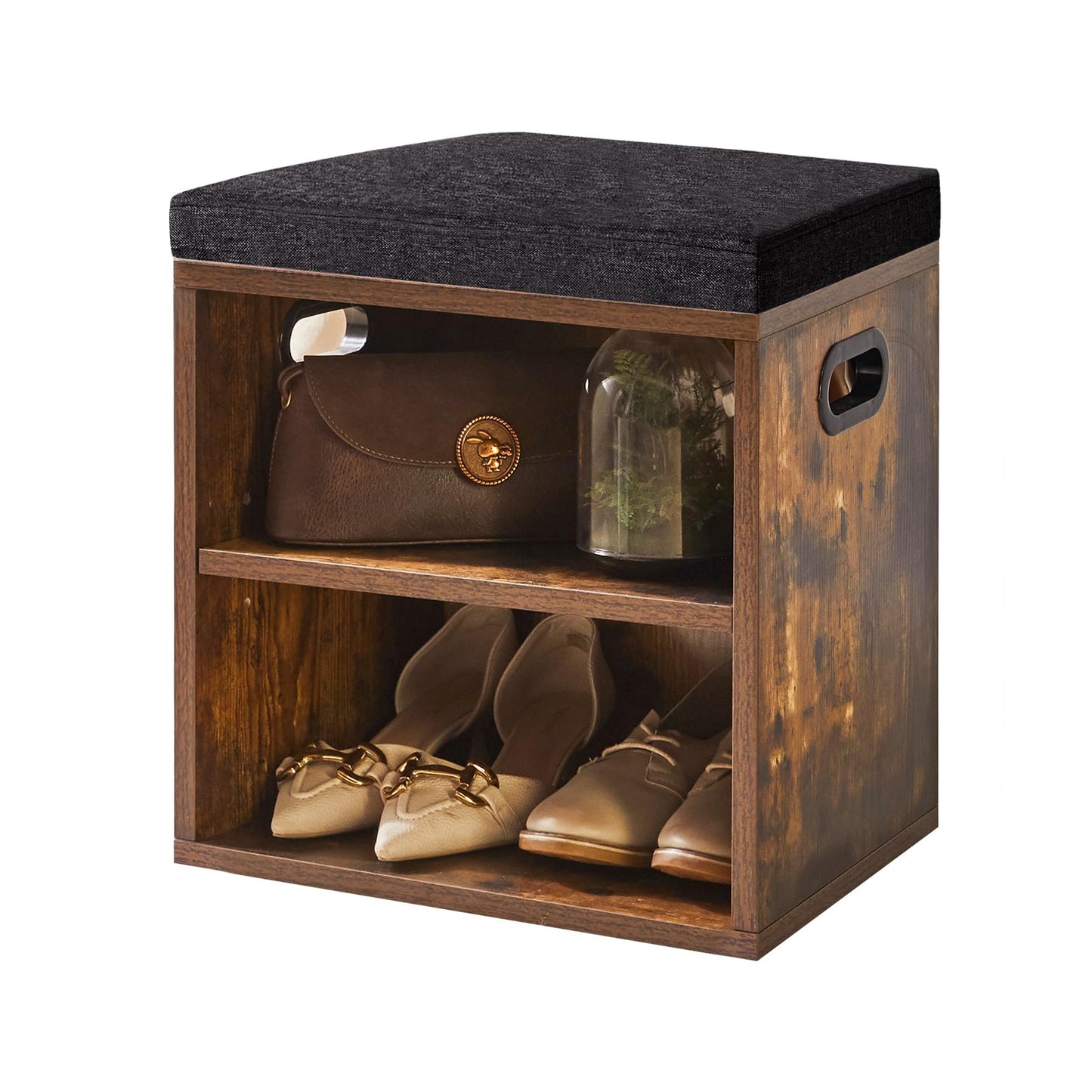 YMYNY Shoe Storage Bench with Cushion, 2 Tier Shoe Rack with Padded Seat, Adjustable Shoe Organizer Cabinet for Entryway, Living Room, Hallway,