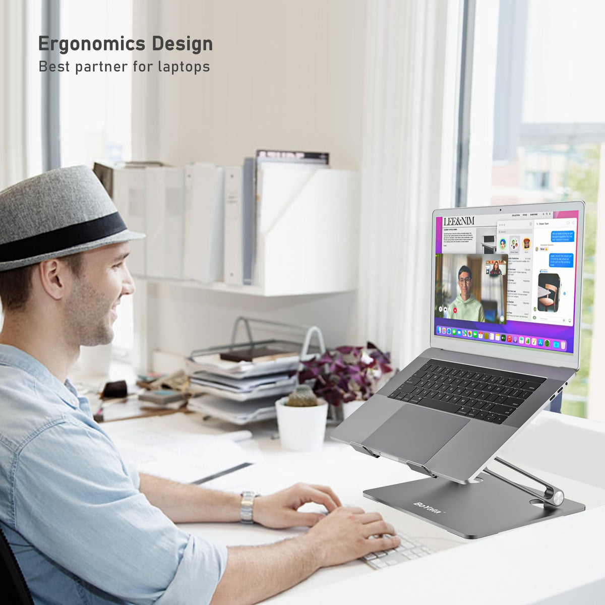 BoYata Laptop Stand, Multi-Angle Adjustable Laptop Riser with Heat-Vent